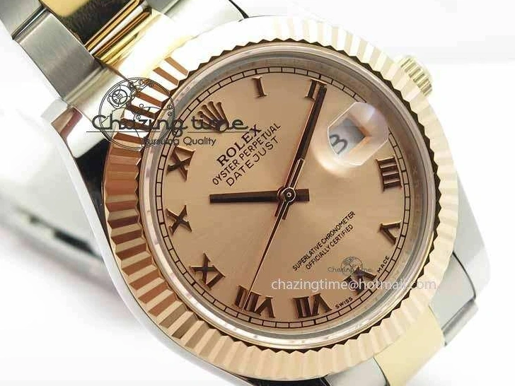 MiroTime 1218 Sleek DateJust II 41mm SS RG BP Maker Best Edition RG Roman Dial On SS RG Bracelet SA 3711